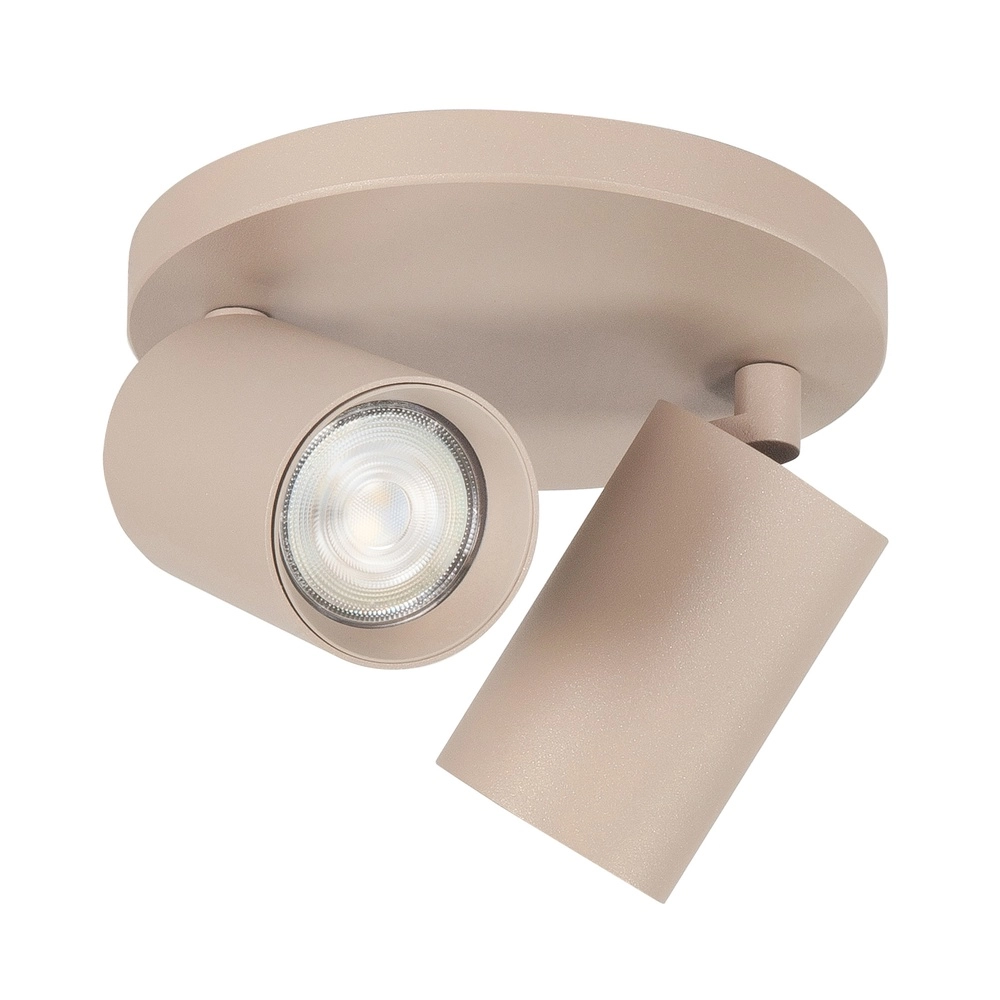 Opbouwspot Mila 2-lichts rond zand bruin