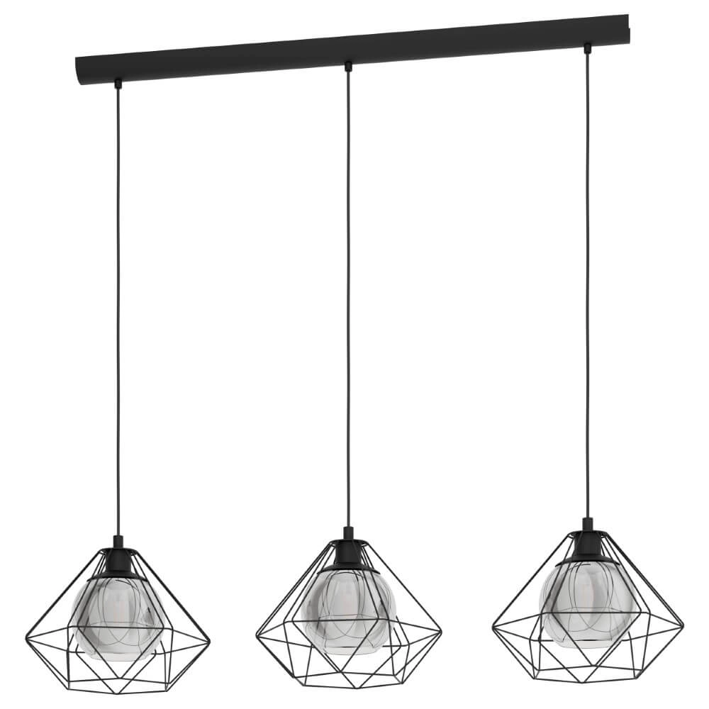 3-lichts hanglamp Vernham met smoke glas 3-lichts hanglamp Vernham met smoke glas
