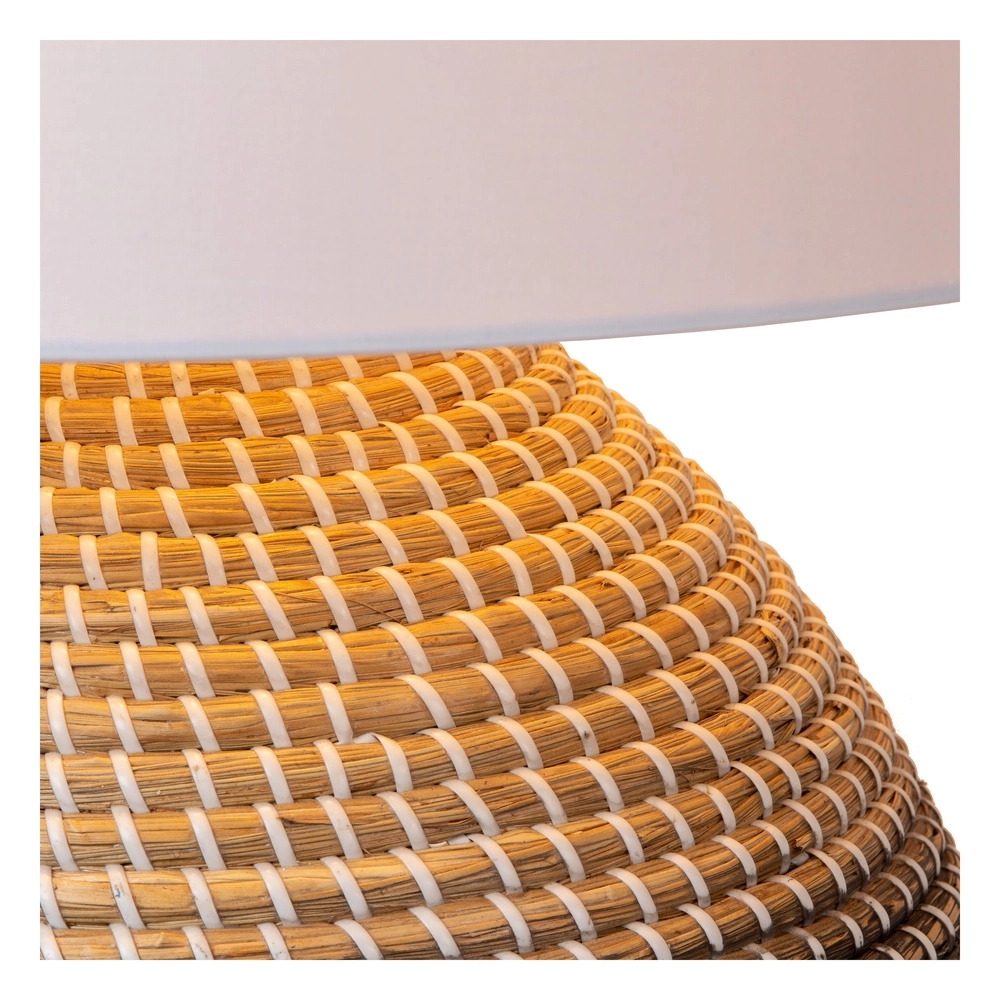 Zeegras schemerlamp Maduka Ø 45cm - zwart/bruin met witte kap Premium by Lucide 5411212106094