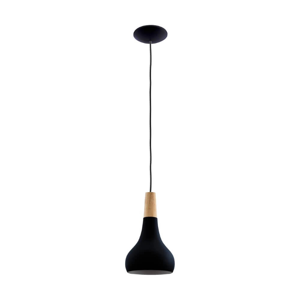 Zwarte hanglamp Sabinar Ø 18cm met hout Eglo 9008606235773
