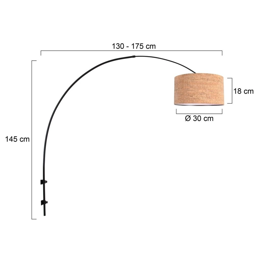 Zwarte wandlamp boog Sparkled Light met kurk kap Ø40cm Steinhauer 8712746180466