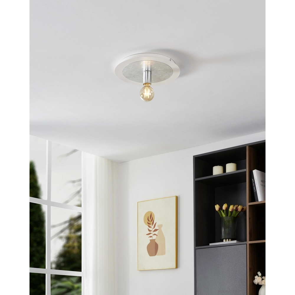 Unieke plafondlamp Passano wit en zilver enkel Eglo 9002759974947