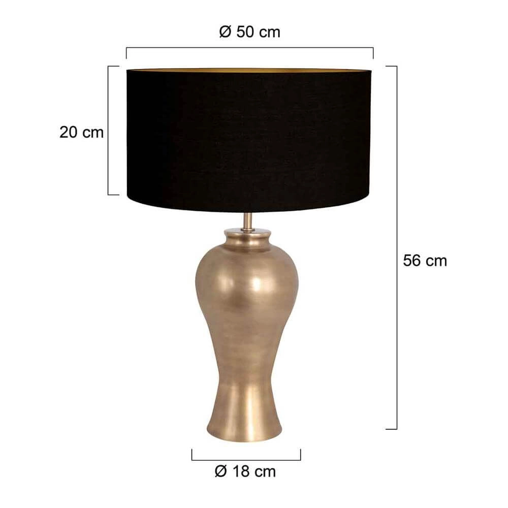 Tafellamp Brass brons met zwarte kap Steinhauer 8712746175578