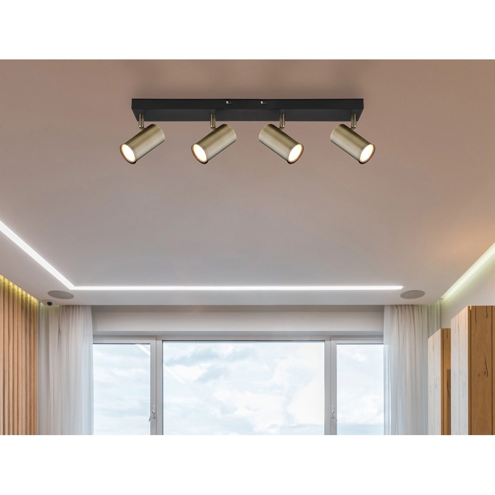 Plafondlamp 4-lichts Robby zwart met brons Globo 9007371430994