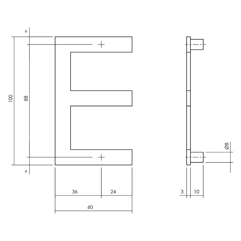 Huisletter E Numbra 10cm RVS Intersteel 8714186082393