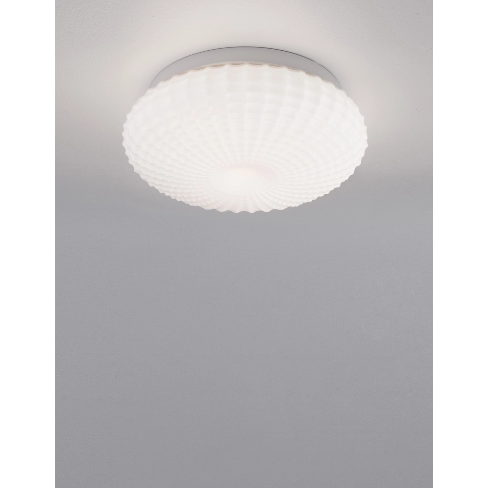 Plafondlamp Clam wit glas