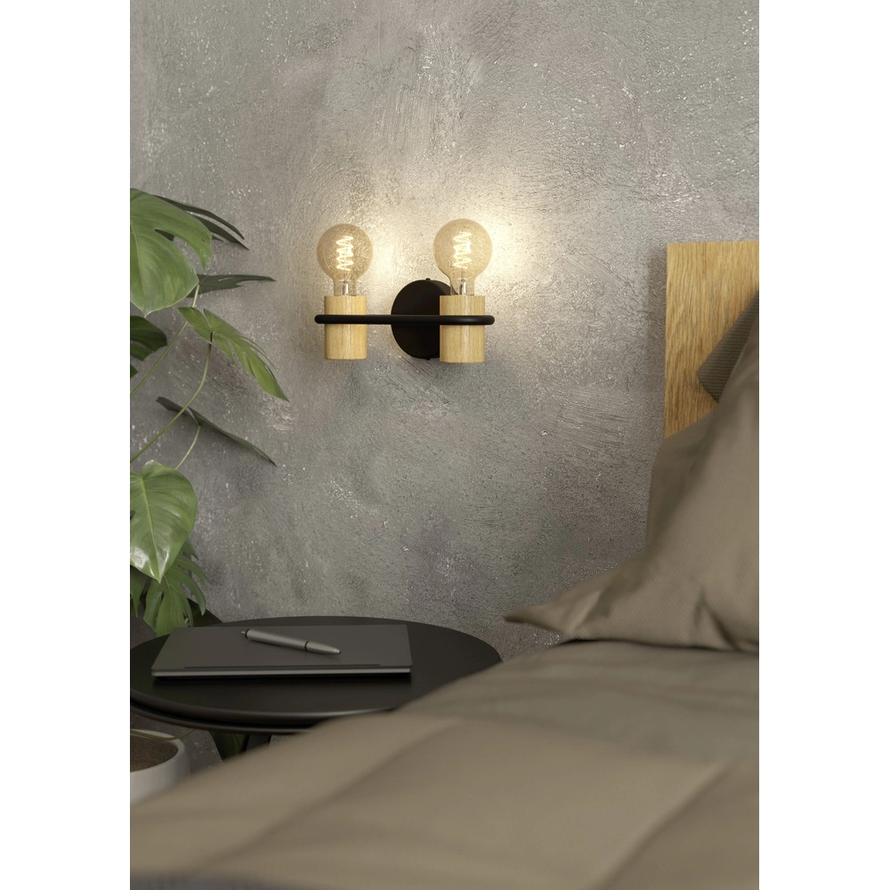 Wandlamp Chieveley met houtlook - 1x E27 Eglo 9002759435424