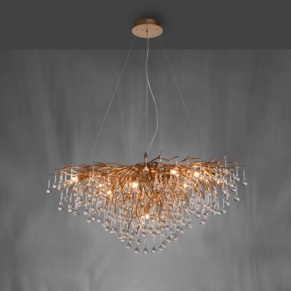 Unieke kroonluchter Icicle antiek messing Paul Neuhaus 4012248352120