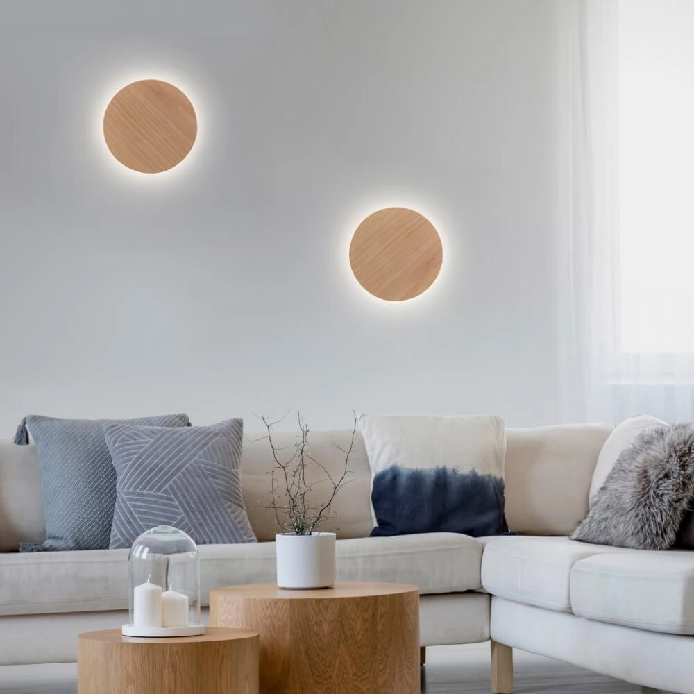 Design wandlamp Akku Puntua Ø 18cm hout Paul Neuhaus 4012248375785