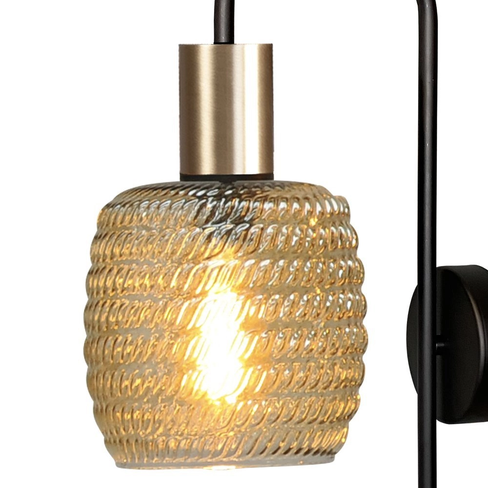 Zwarte wandlamp Bounty met goud en geribd glas Masterlight 8718121251042
