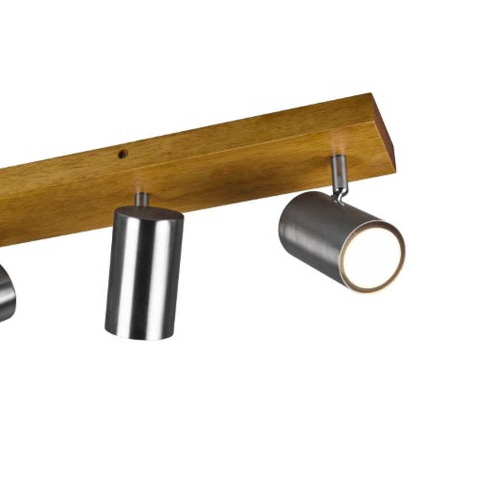 3-lichts opbouwspot Marley rvs op hout Trio 4017807488005