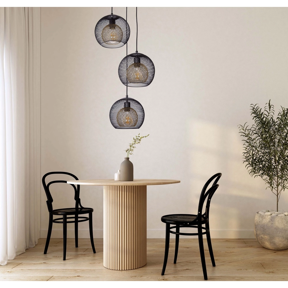 Gaas hanglamp Selina kooi zwart 3-lichts Globo 9007371487622