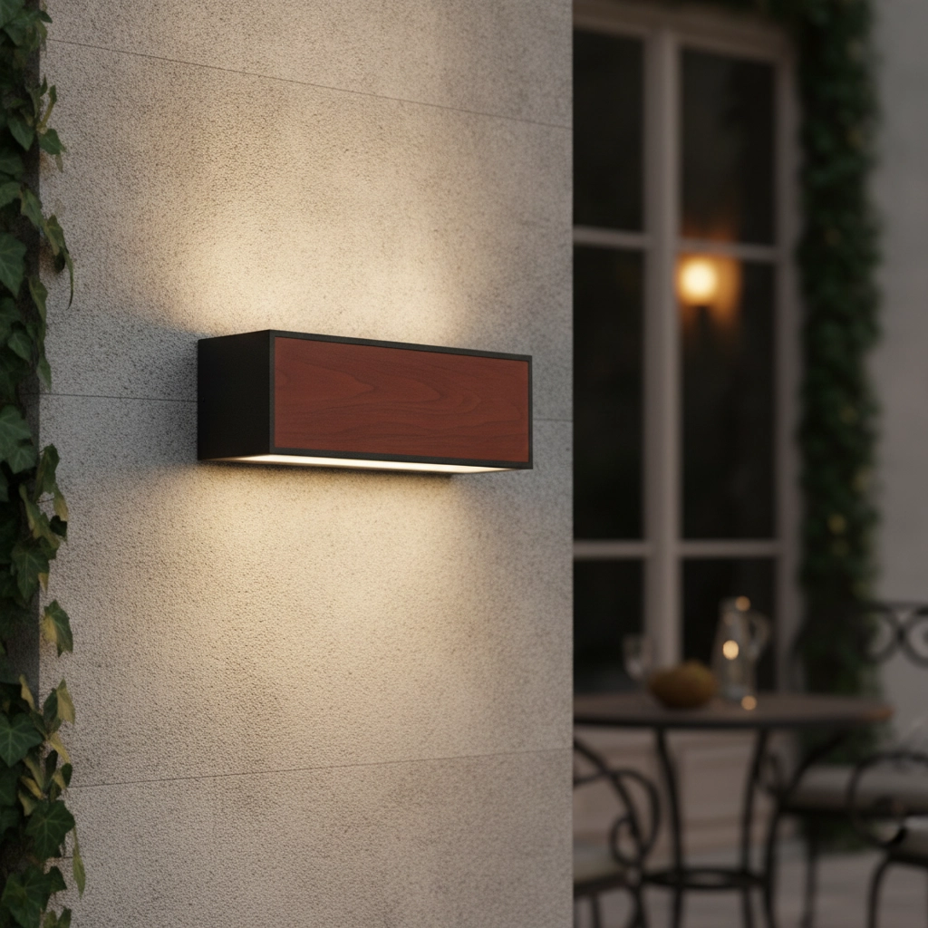 Solar wandlamp Brown zwart met hout