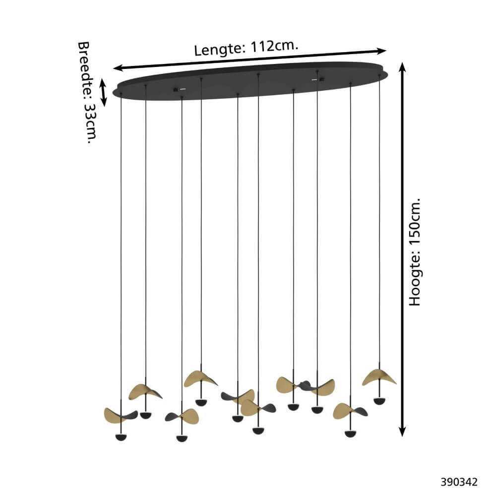 Ovale hanglamp Dracera zwart met goud Stars of Light 9008606270569