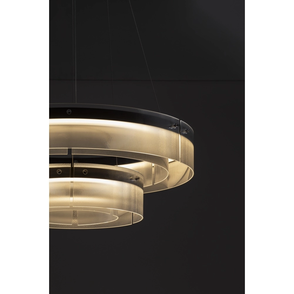 Design hanglamp Pauline dubbel zwart met glas Ø 70cm Lyora 5212017445360