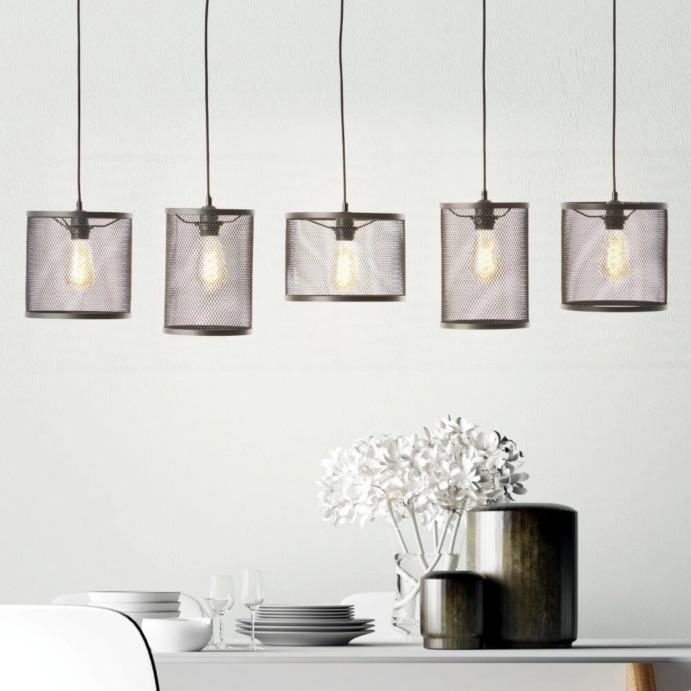 Eettafel hanglamp Maze met gaas kappen Brilliant 4004353411540