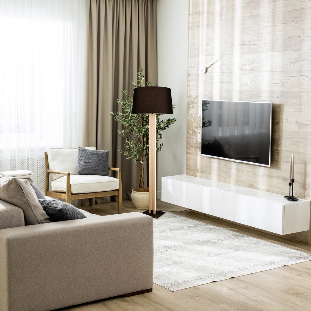 Vloerlamp Rahul design zwart met hout Trio 4017807600476