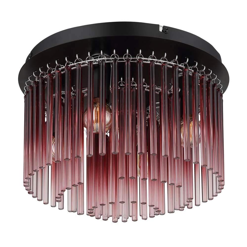 Zwarte plafondlamp Gorley met rood glas Ø 32cm Globo 9007371474967
