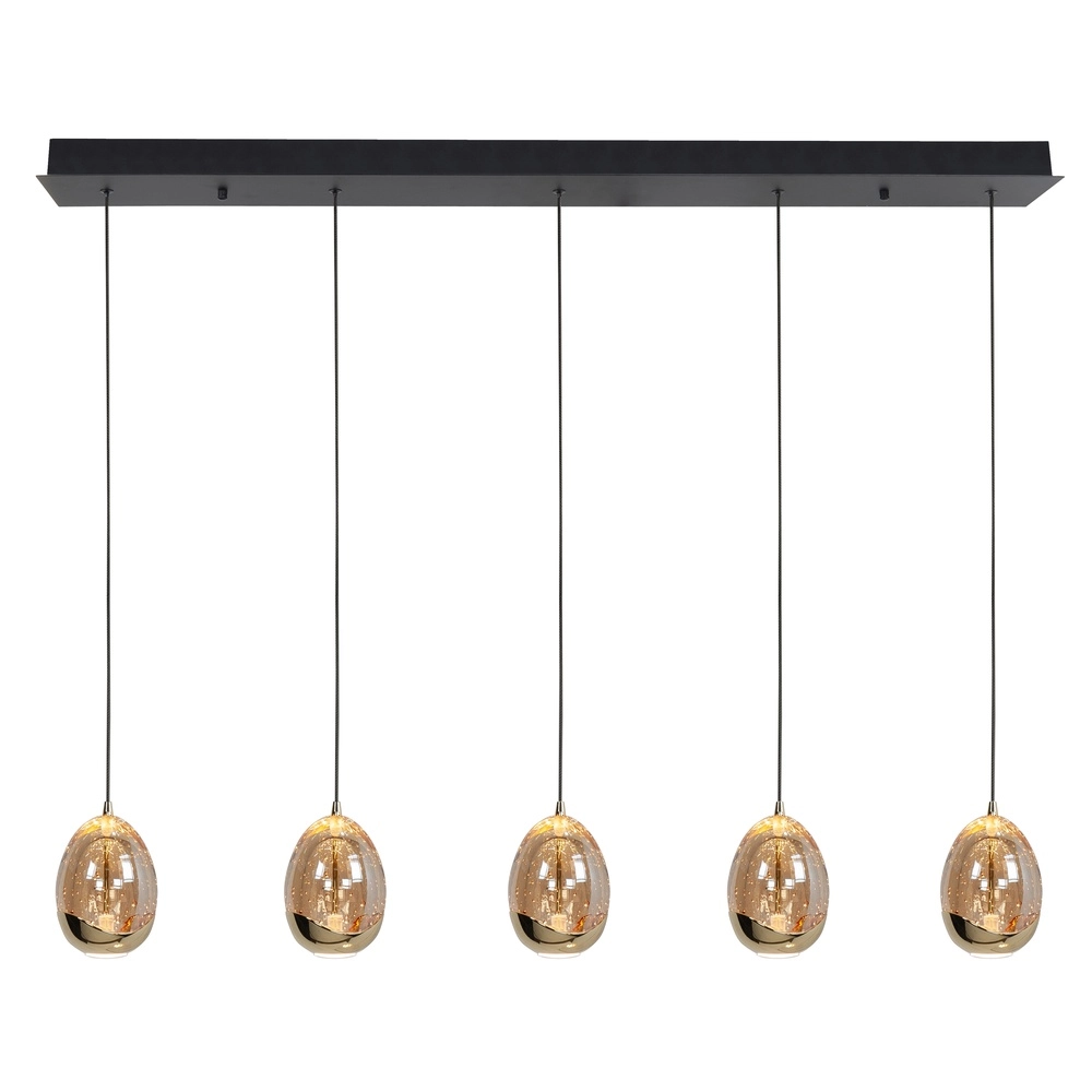 Hanglamp Golden Egg zwart 5-lichts recht
