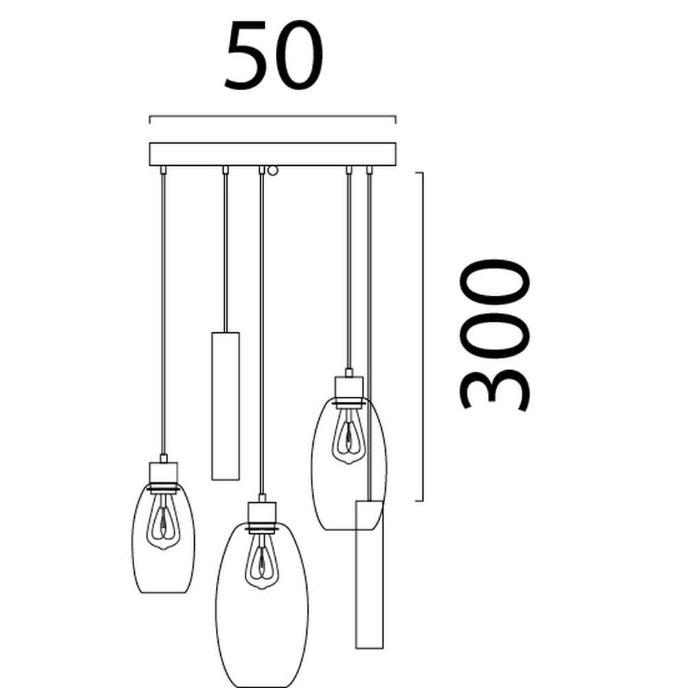 Vide hanglamp Olive 3x glas - 2x Run - zwart - Ø50cm Masterlight 8718121394237