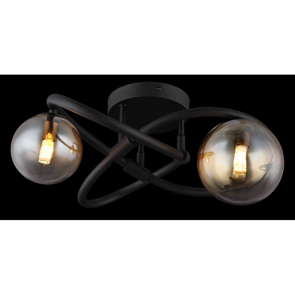 Zwarte plafondlamp Tuberius design 2-lichts Globo 9007371458431