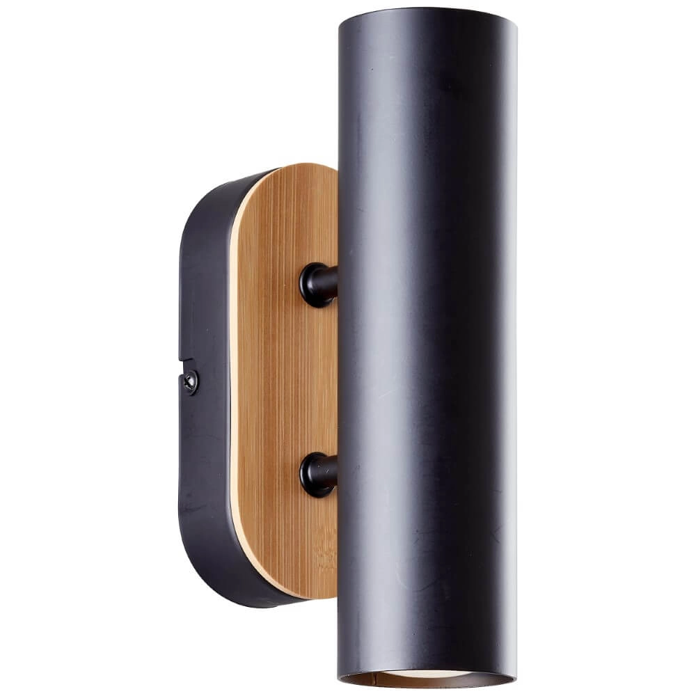 Wandlamp Niels zwart met hout