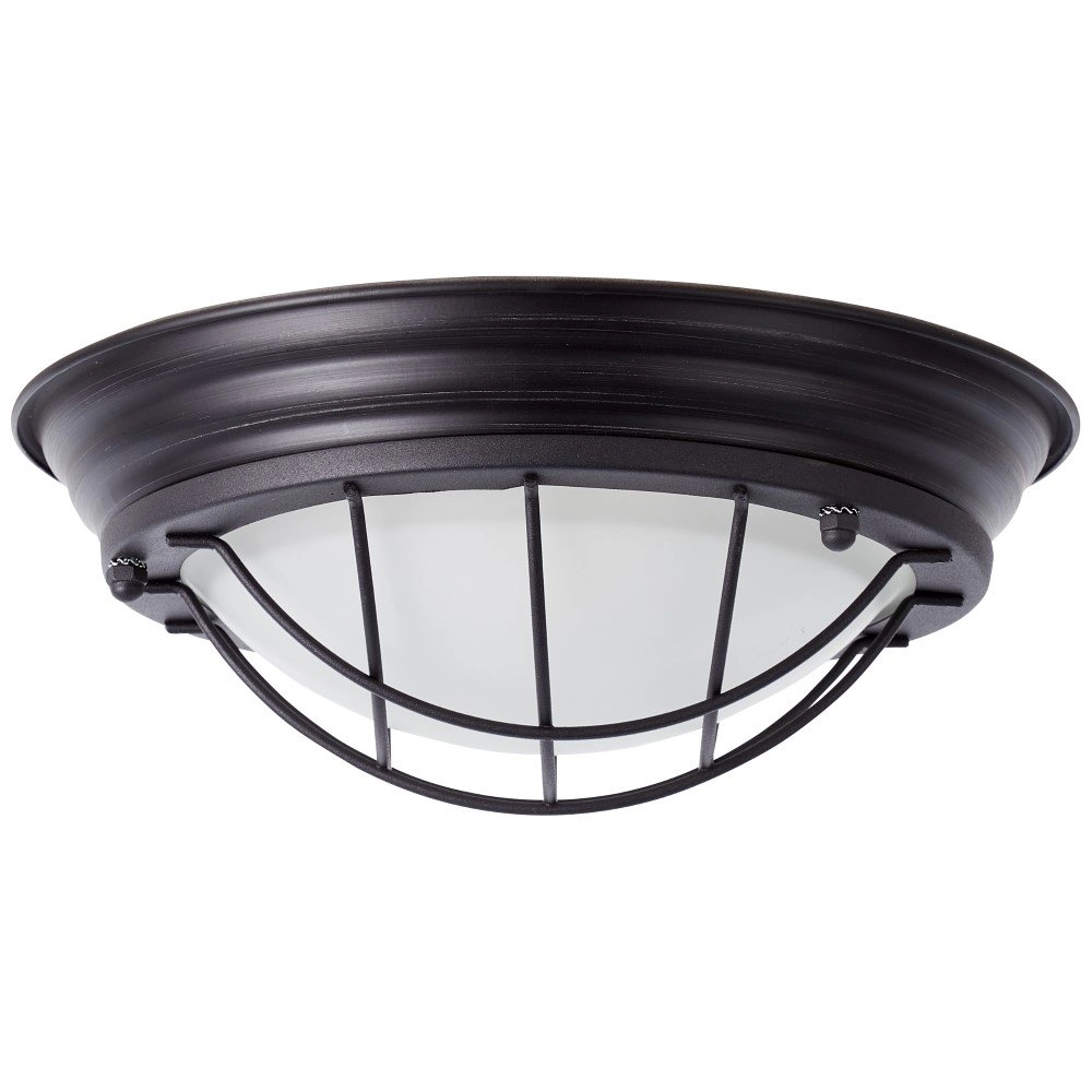 Landelijke plafonnière Typhoon Ø 35cm mat zwart