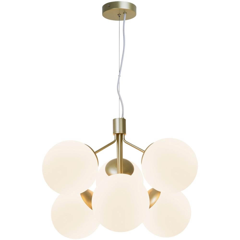 6-lichts hanglamp Ivona goud met wit glas Nordlux 5704924005343