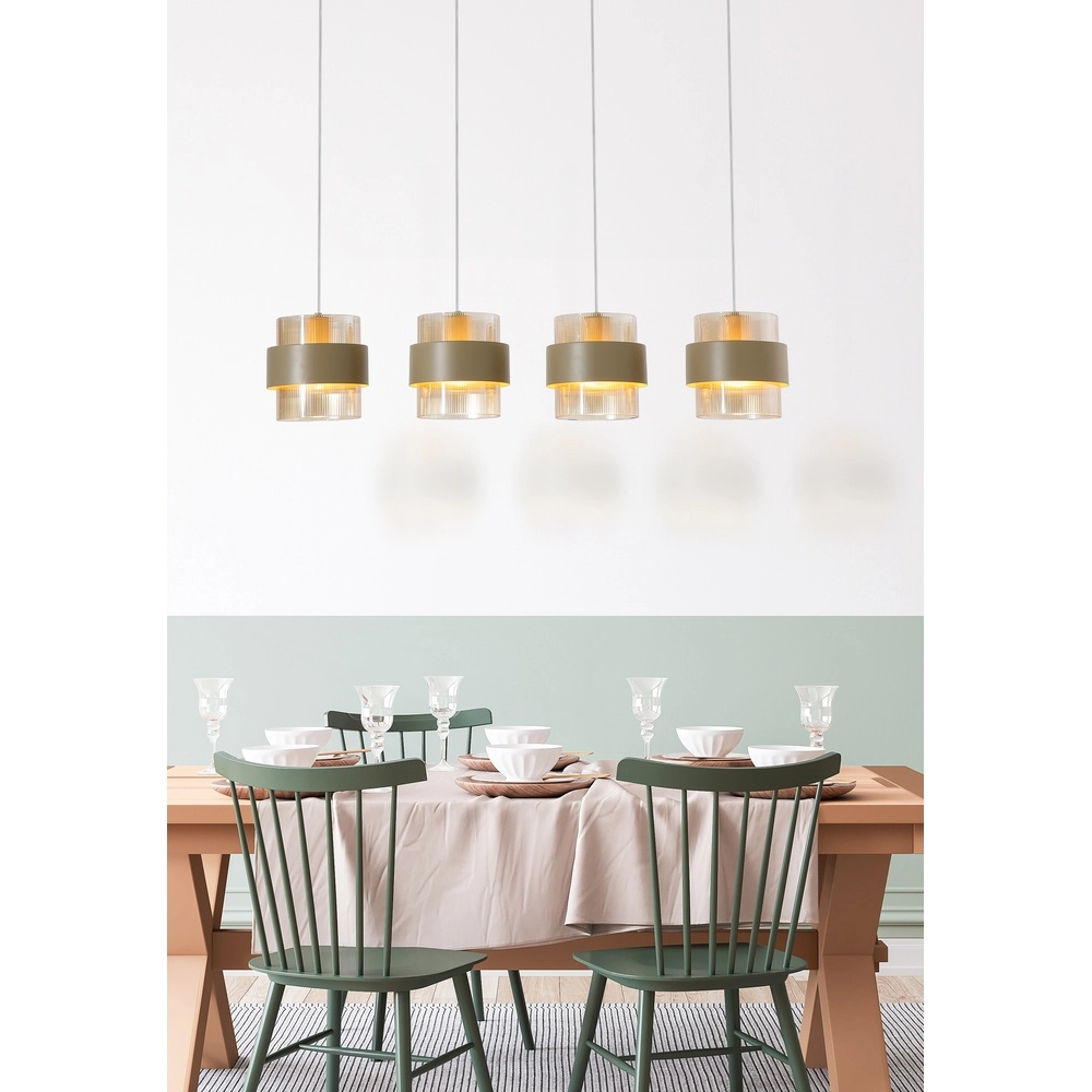 Hanglamp Royal 4-lichts zand bruin Searchlight 5053423296791