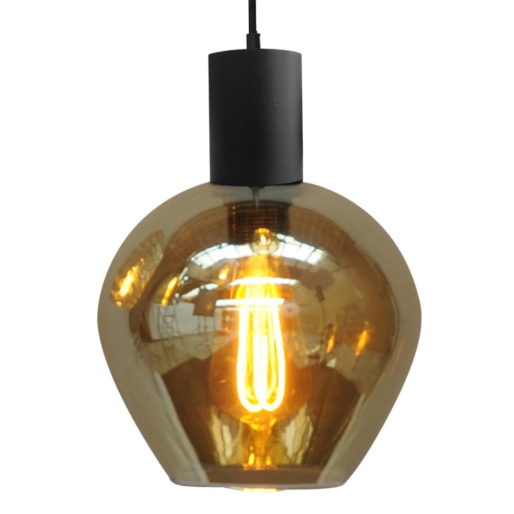 Zwarte hanglamp eetkamer Bounty 3-lichts rond glas Masterlight 8718121247731