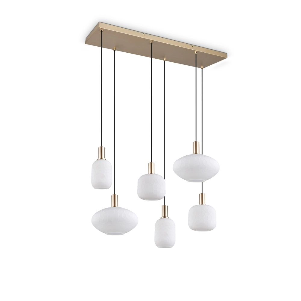 6-lichts hanglamp Emelie goud met wit glas Trio 4017807724332