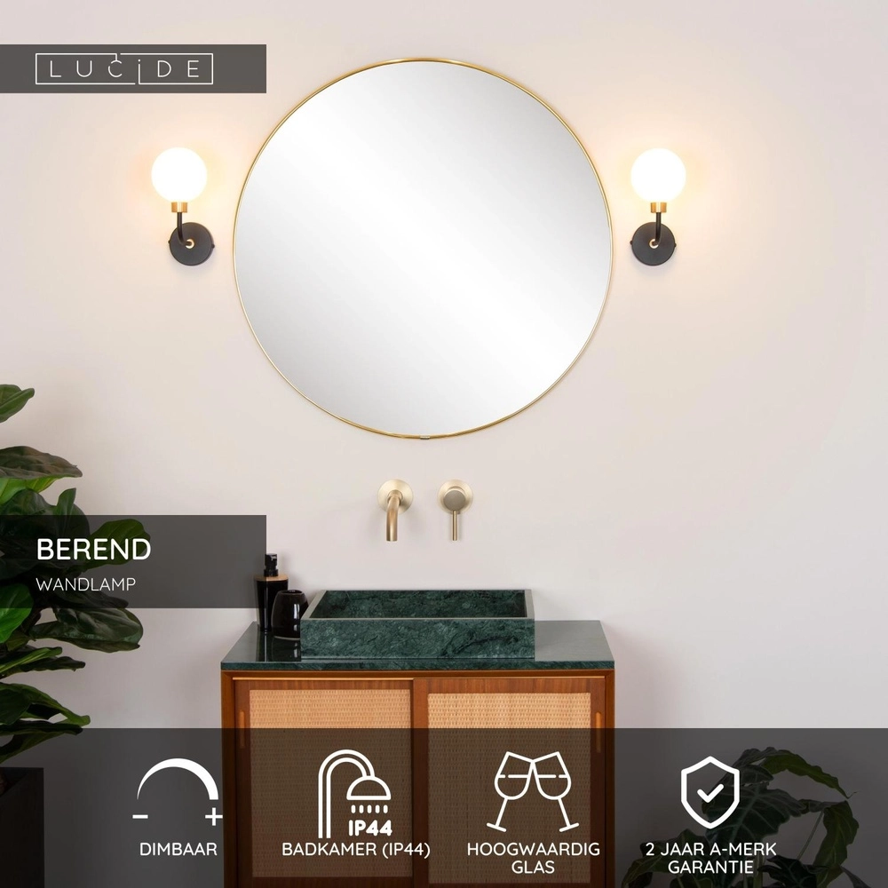 Wandlamp Berend zwart met wit Lucide 5411212302632