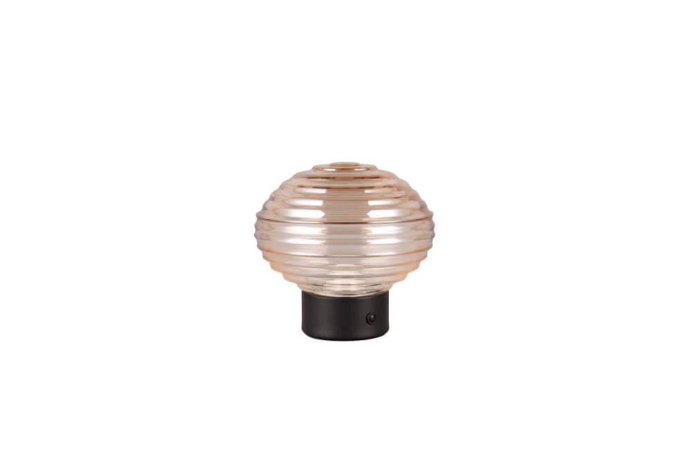 Oplaadbare tafellamp zwart Earl amber glas Trio 4017807601923