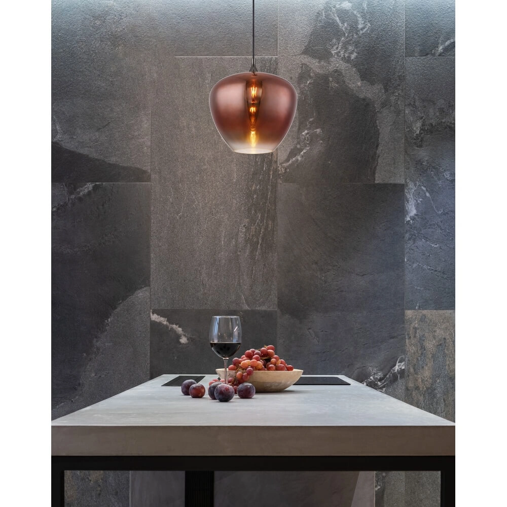 Zwarte hanglamp Maxy met rood glas Ø 40cm Globo 9007371456970