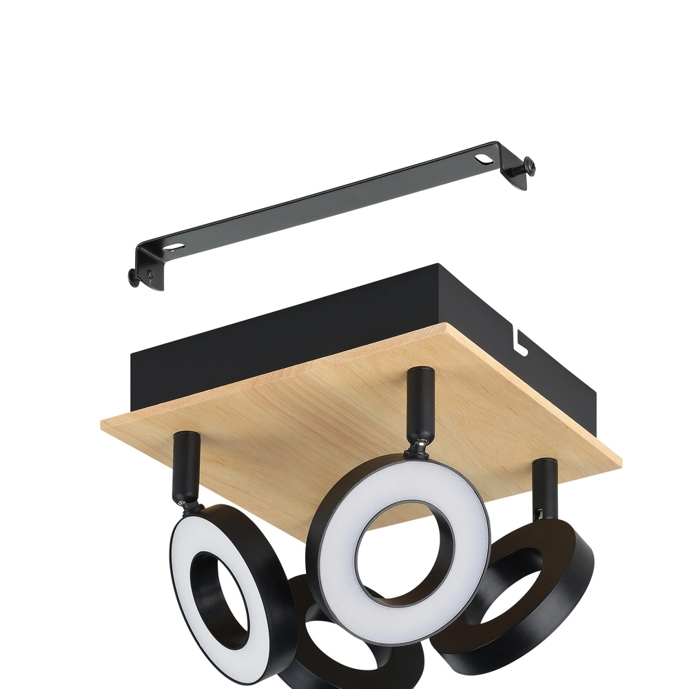 Led plafondlamp Rielves 4-lichts met hout Eglo 9008606313730