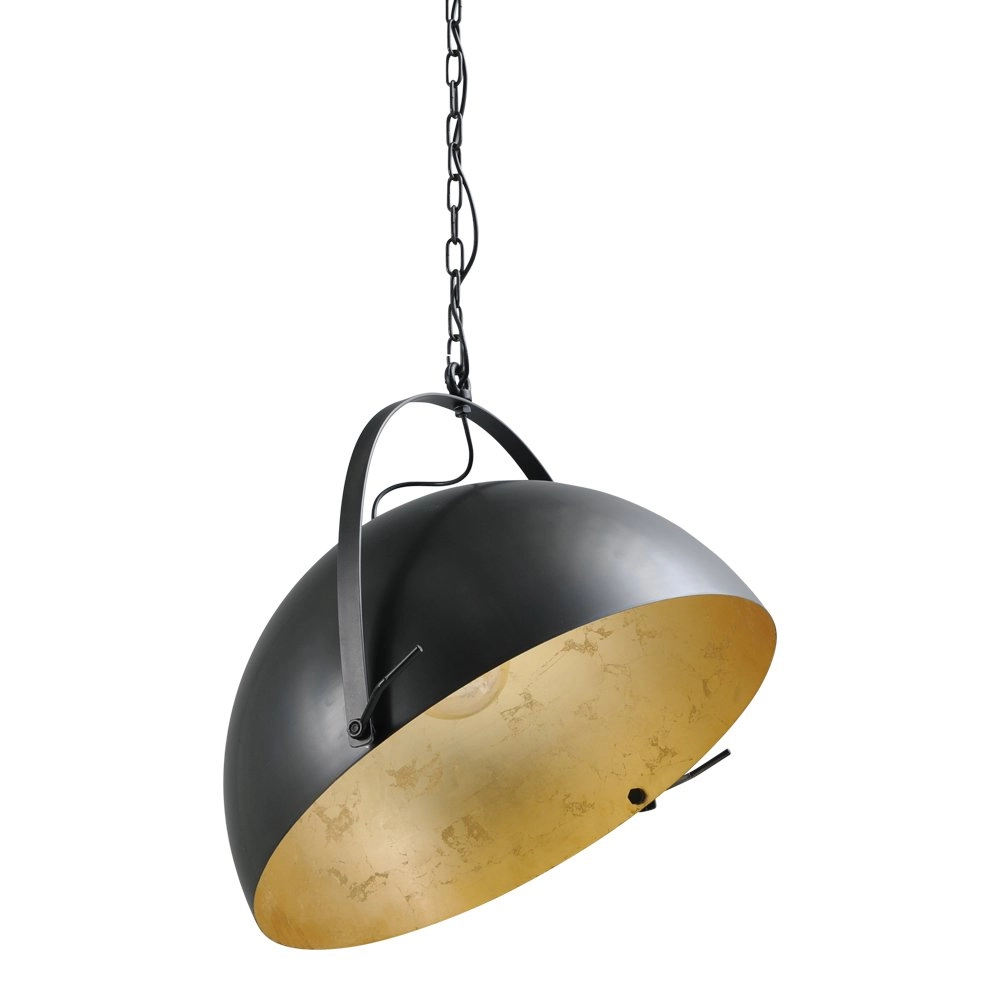 Landelijke hanglamp Larino 60 zwart met oudgoud Landelijke hanglamp Larino 60 zwart met oudgoud