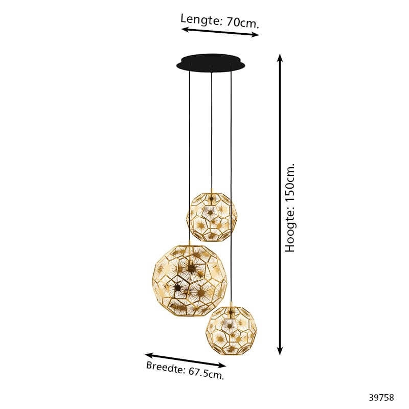 Gouden hanglamp Skoura vide - 3-lichts Stars of Light 9002759397586