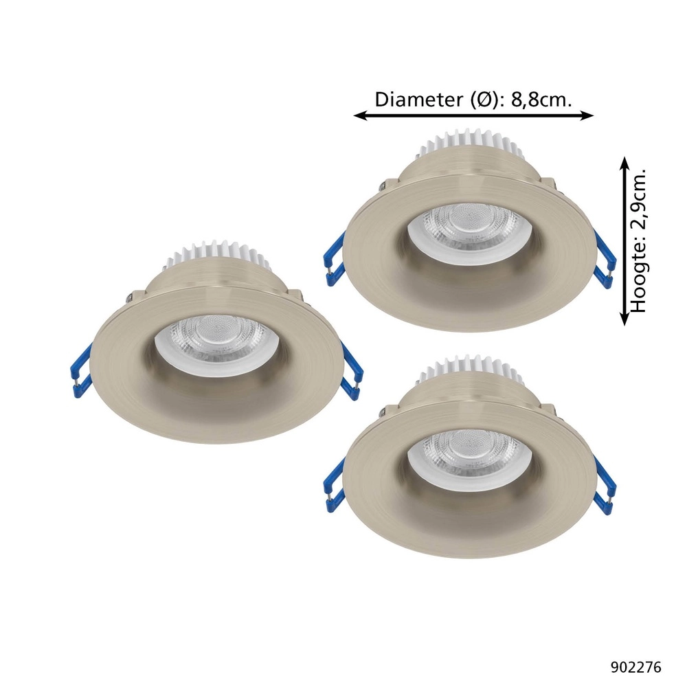 Set van 3 inbouwspots Salabate nikkel Ø 8,8cm IP65 Eglo 9008606358908