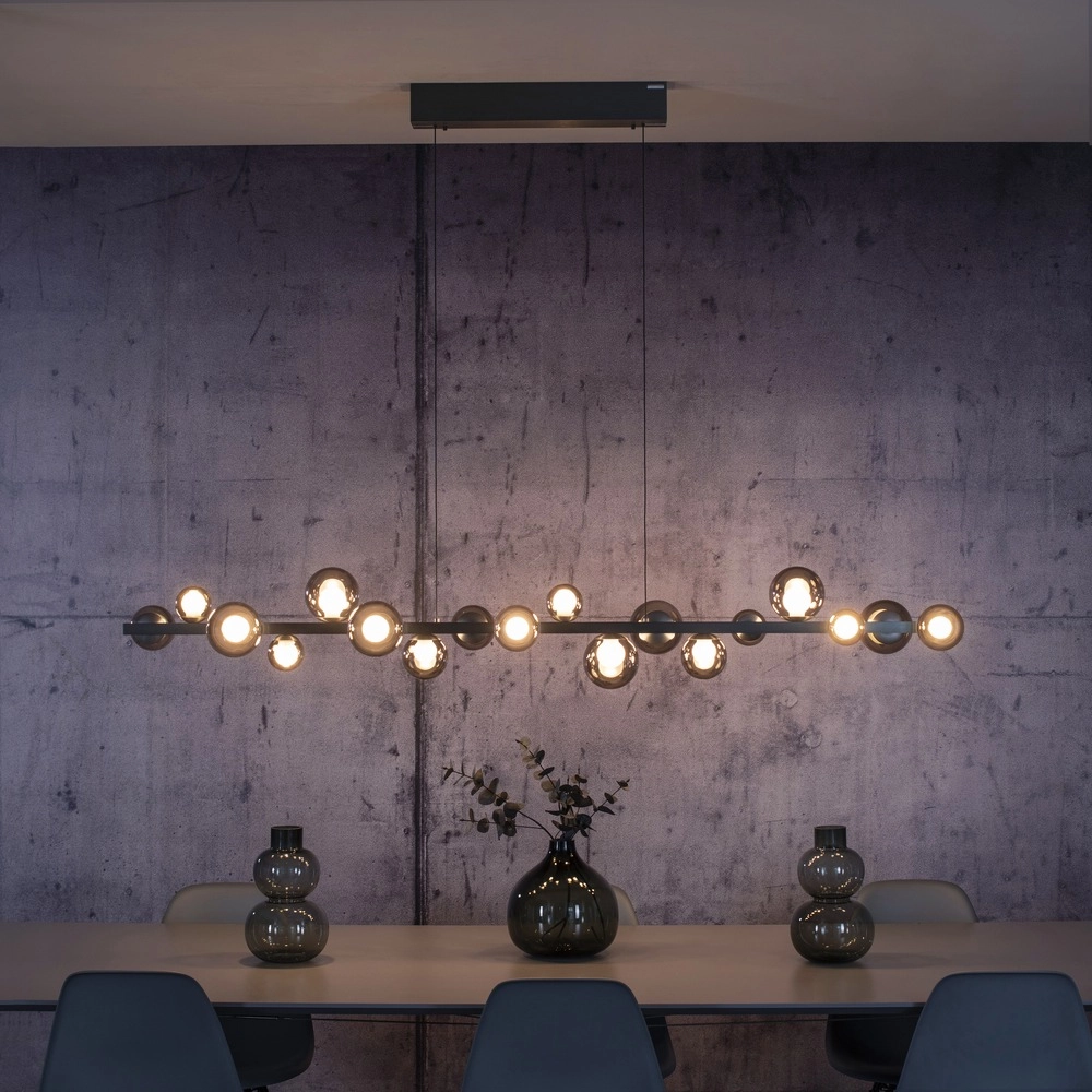 Eettafel hanglamp Pure E-Popup 18L - met smoke glas Paul Neuhaus 4012248396452