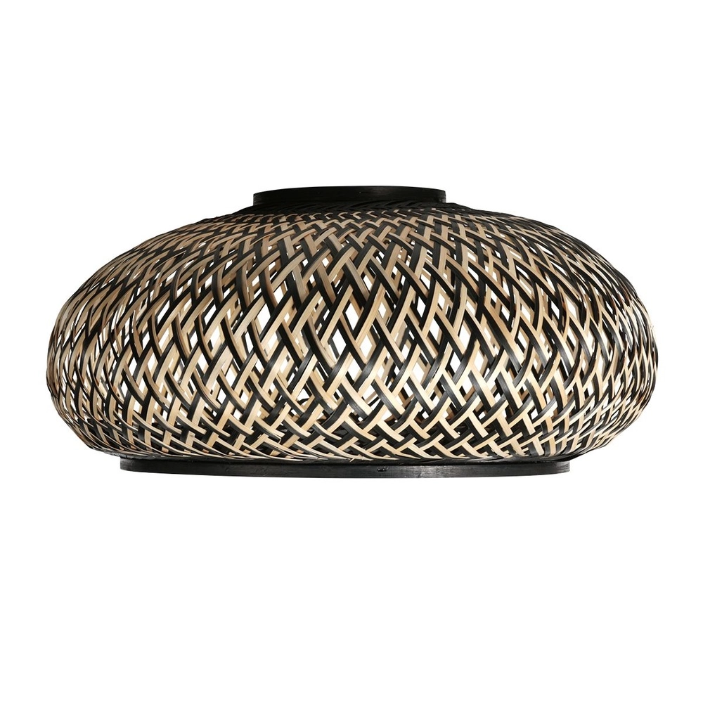 Booglamp ZigZag met rotan en zwarte kap Steinhauer 8712746183054