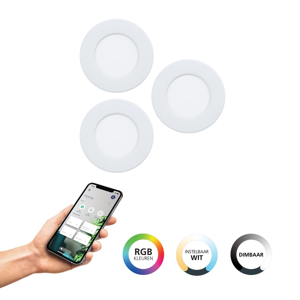 IP44 inbouwspot Fueva 6-Z Zigbee - wit - Ø 8,8cm Eglo 9008606330997