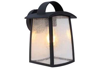 Zwarte wandlamp Kelsey glasstructuur