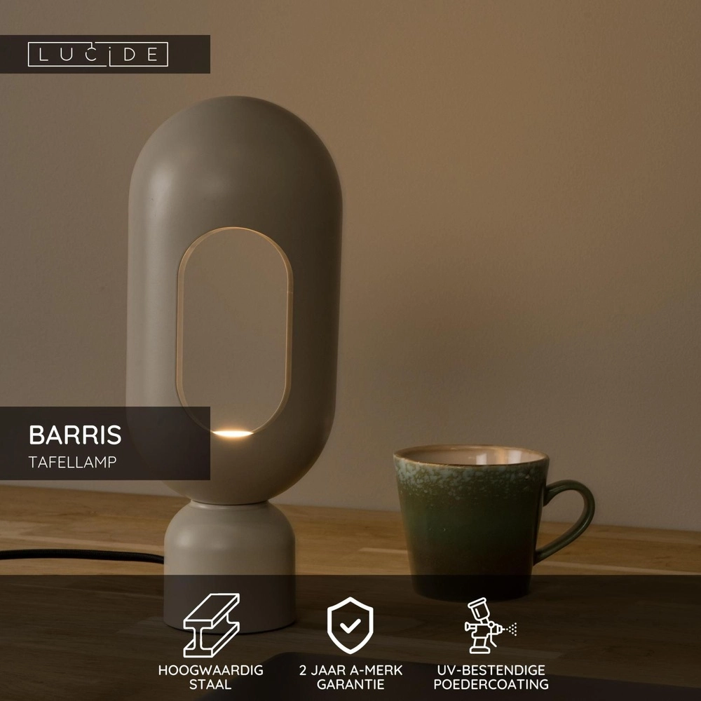 Tafellamp Barris taupe Lucide 5411212051585