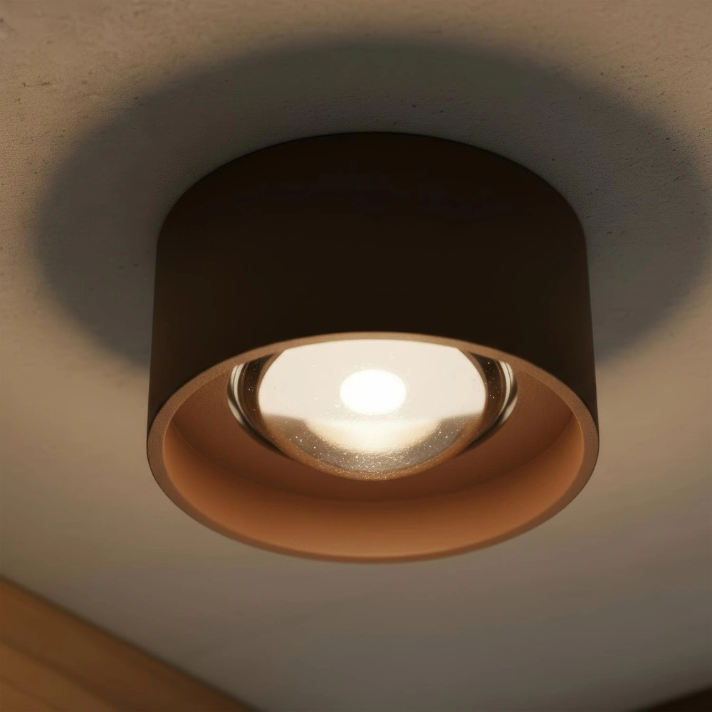 Plafondspot Lenz Ø 11cm roestbruin IP54 Lucide 5411212334084