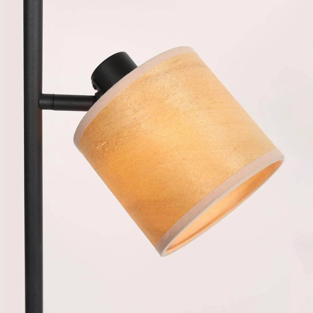 Vloerlamp Bambus zwart met bamboe 2-lichts Steinhauer 8712746171457