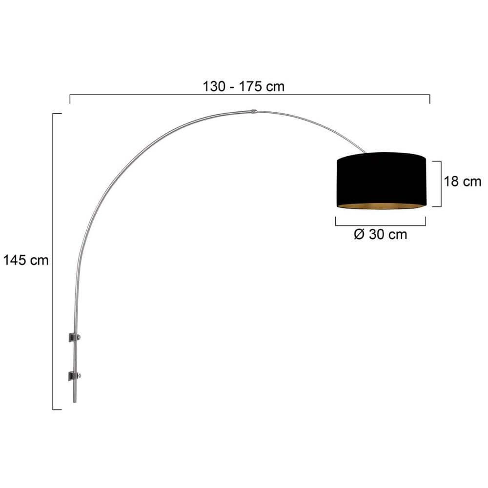 Wandlamp Sparkled Light metaal met zwarte kap Steinhauer 8712746175547