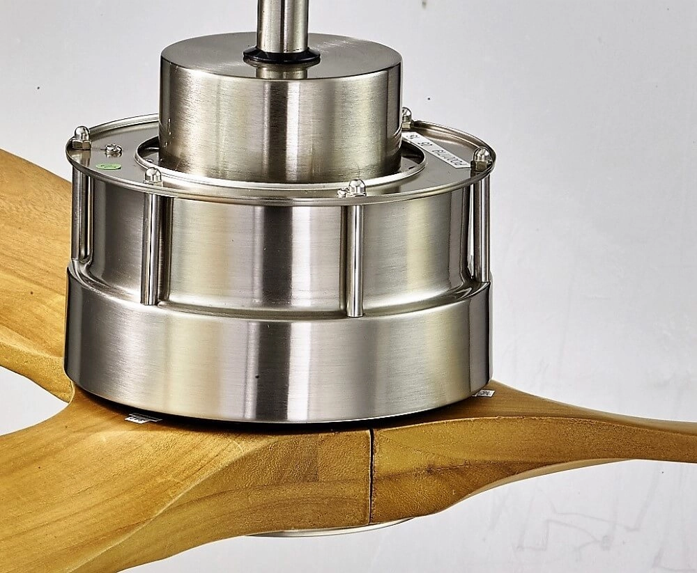 Houten plafondventilator met RVS Airfusion Akmani Ø 152cm Beacon 9333509103981