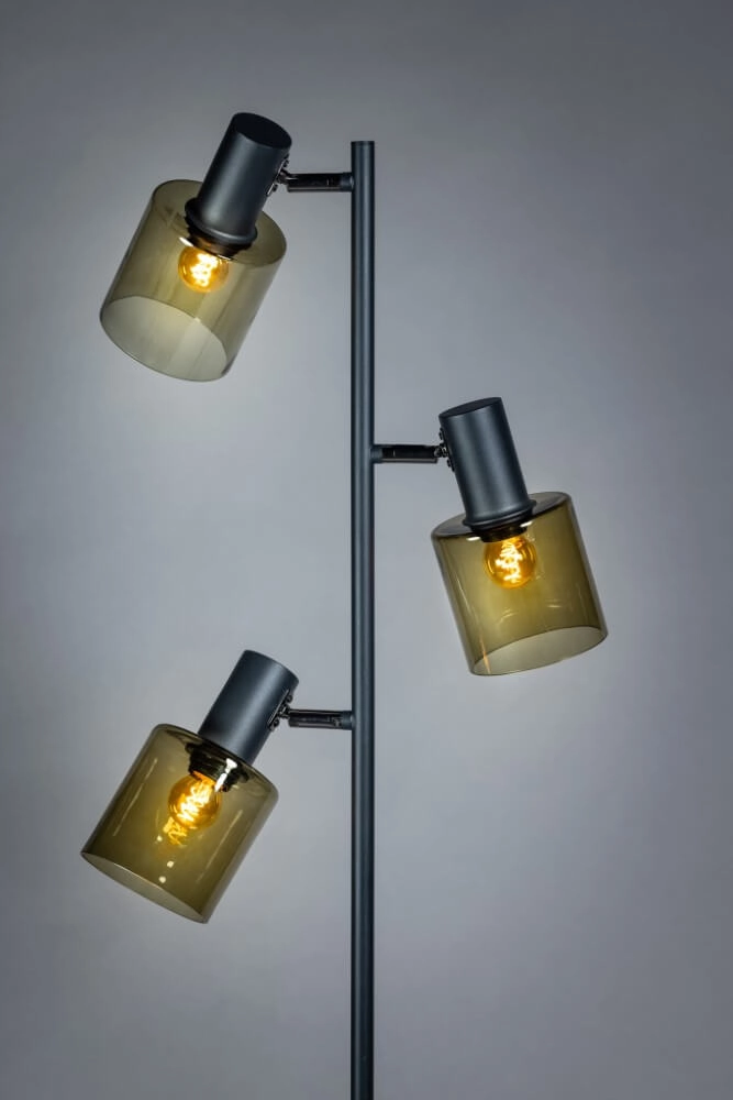 Glazen vloerlamp Sledge Glass 3-lichts zwart met goud glas ETH 8720195302889