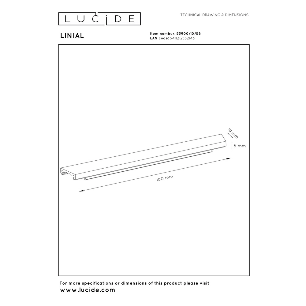 Rail afdekking 1-fase Linial mat zwart chroom Premium by Lucide 5411212552143