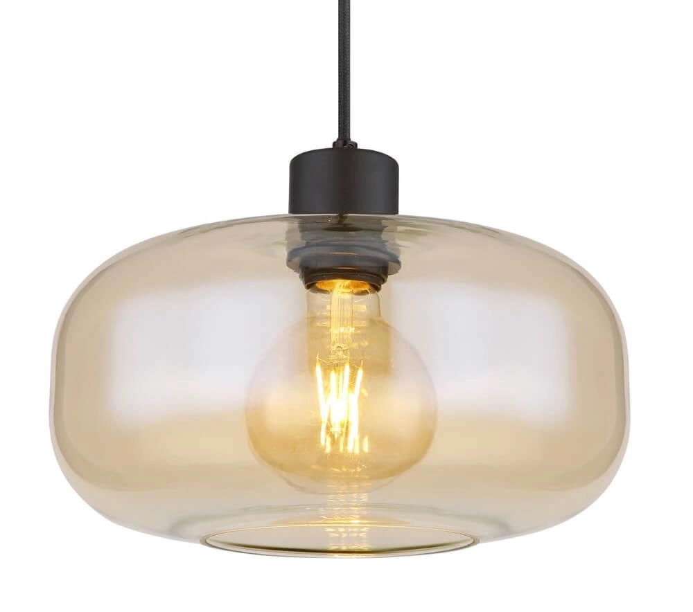 Zwarte hanglamp Giuseppe amber glas Globo 9007371444212